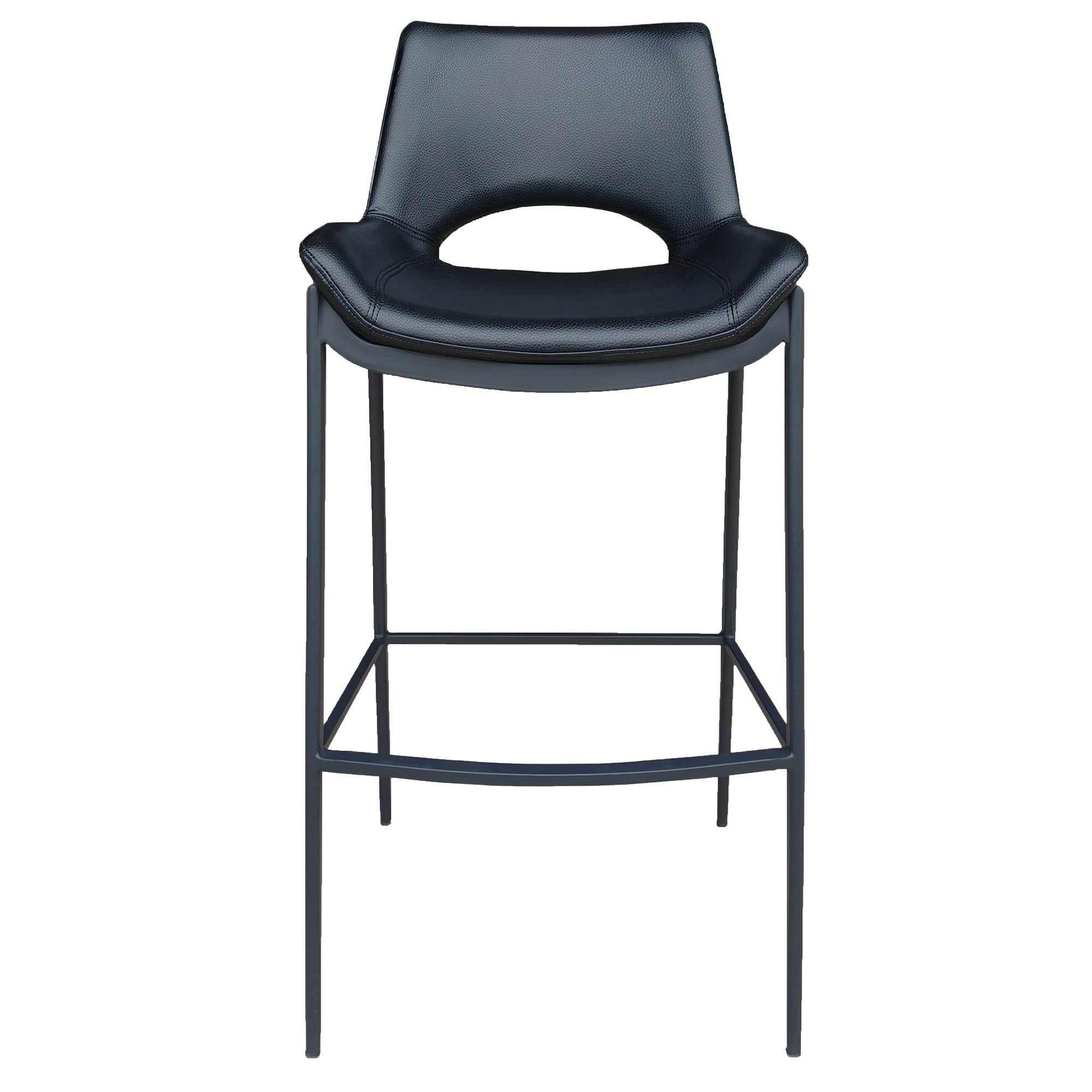 Icona 30" Bar Stool - Black Faux Leather & Metal Base-DECOROLALA