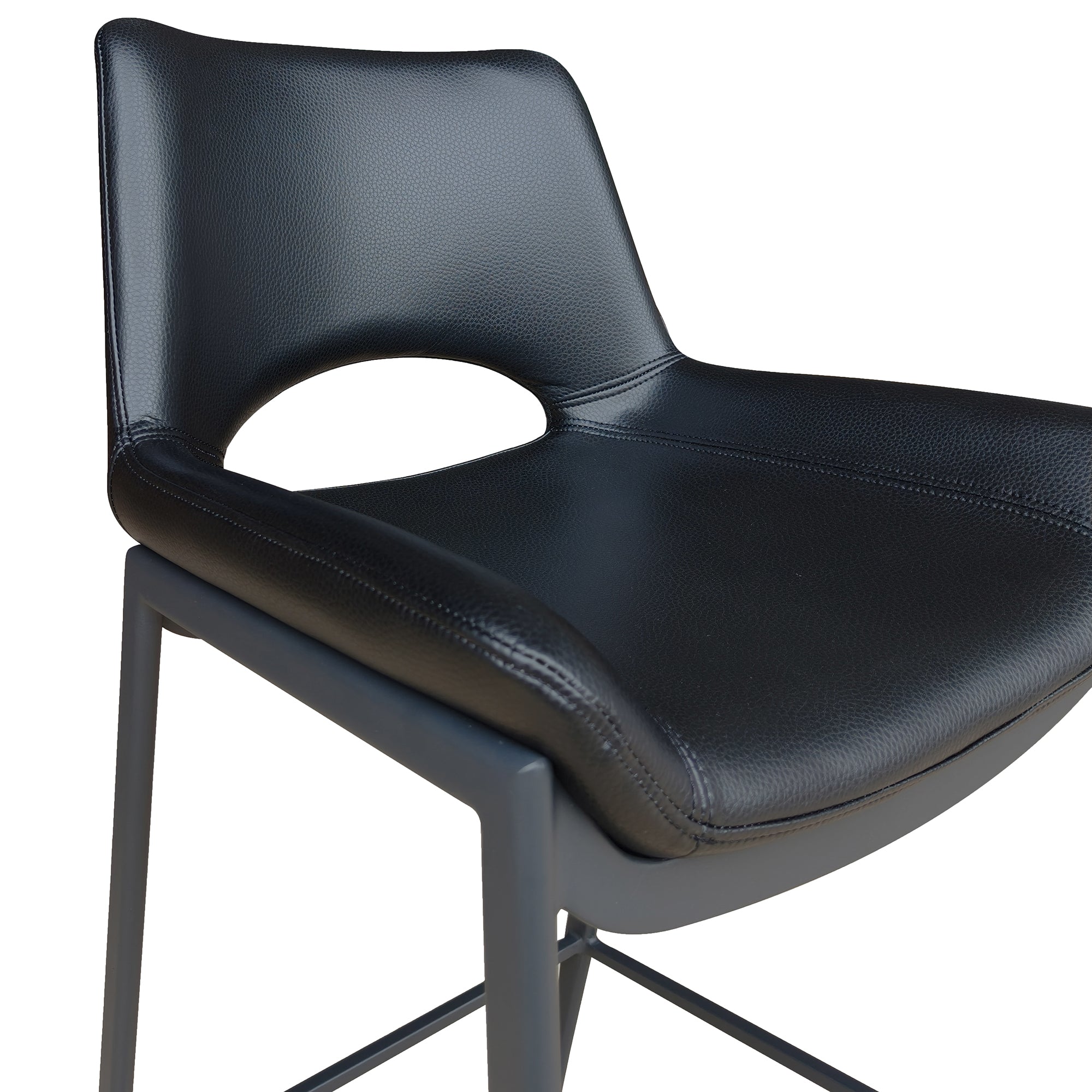 Icona 30" Bar Stool - Black Faux Leather & Metal Base-DECOROLALA