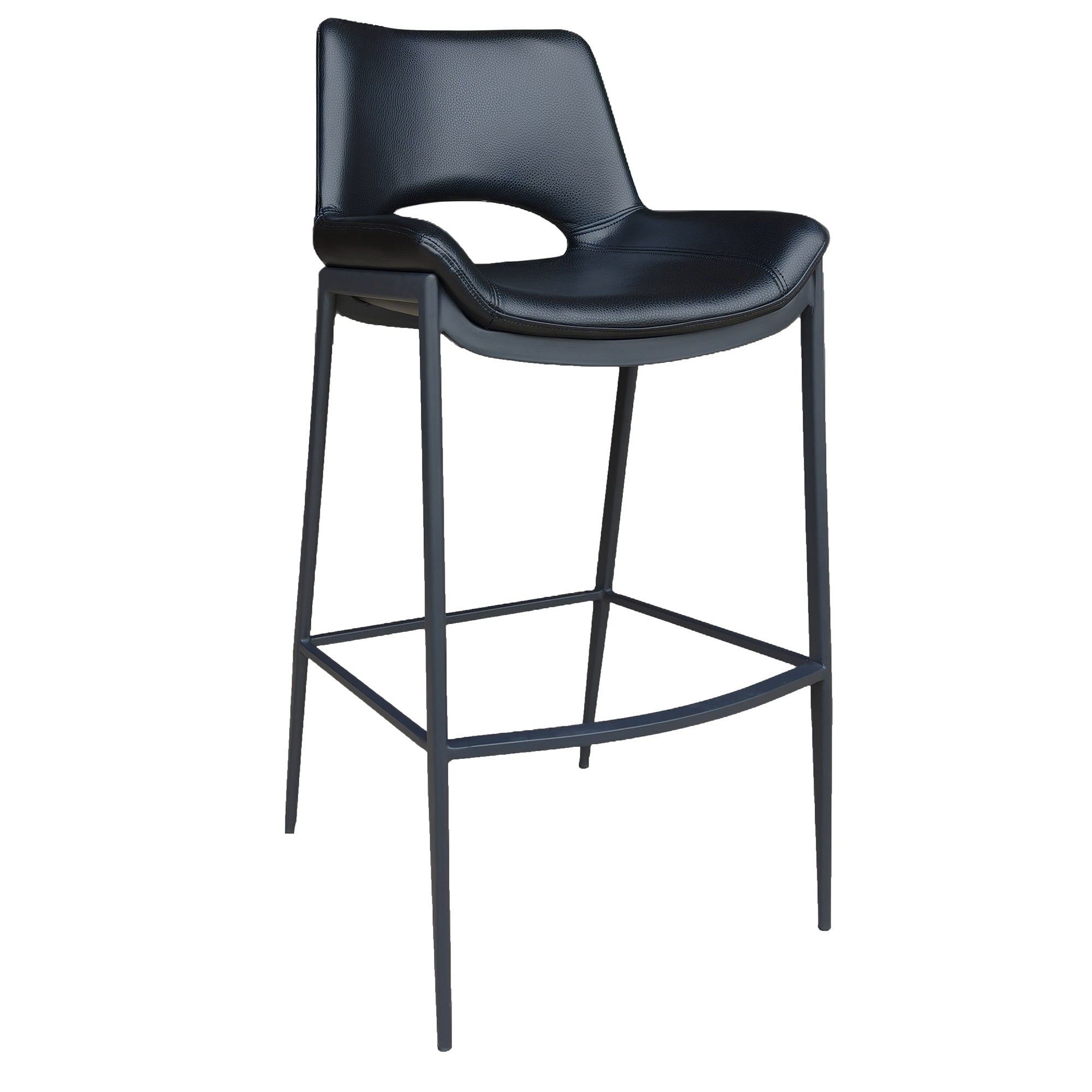 Icona 30" Bar Stool - Black Faux Leather & Metal Base-DECOROLALA