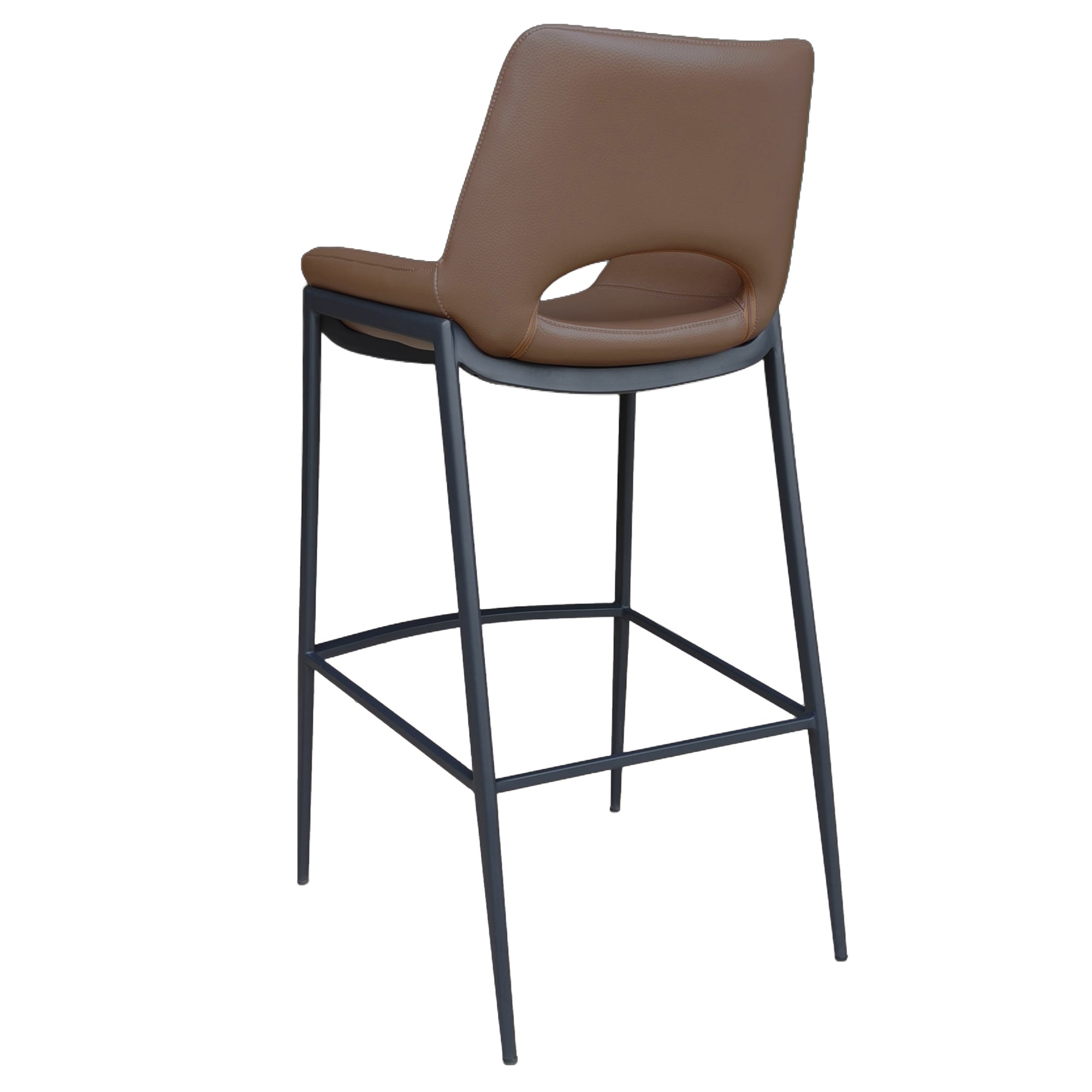 Icona 30" Bar Stool - Black Faux Leather Saddle Seat-DECOROLALA