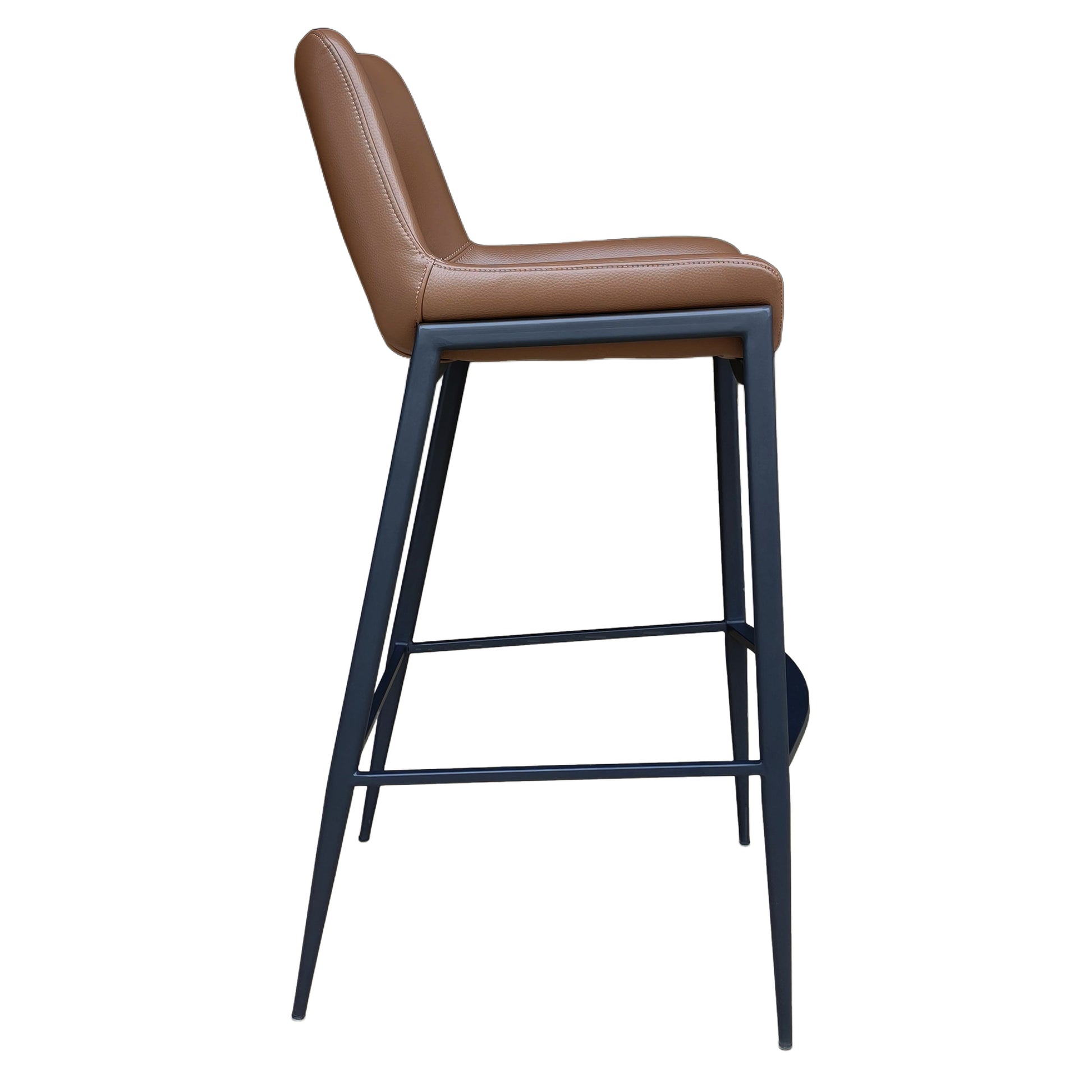 Icona 30" Bar Stool - Black Faux Leather Saddle Seat-DECOROLALA