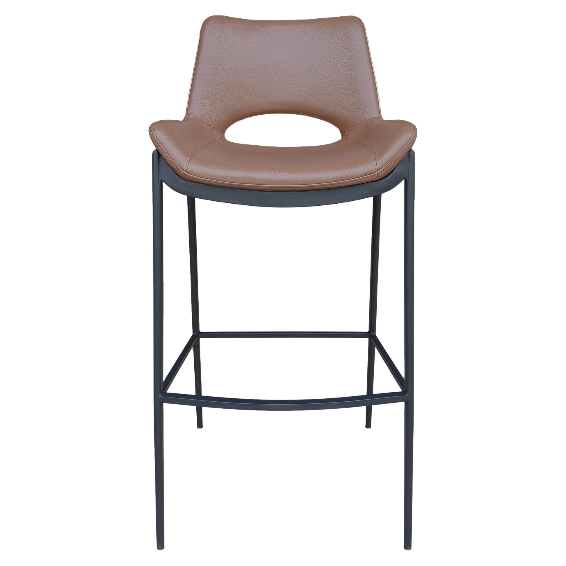 Icona 30" Bar Stool - Black Faux Leather Saddle Seat-DECOROLALA