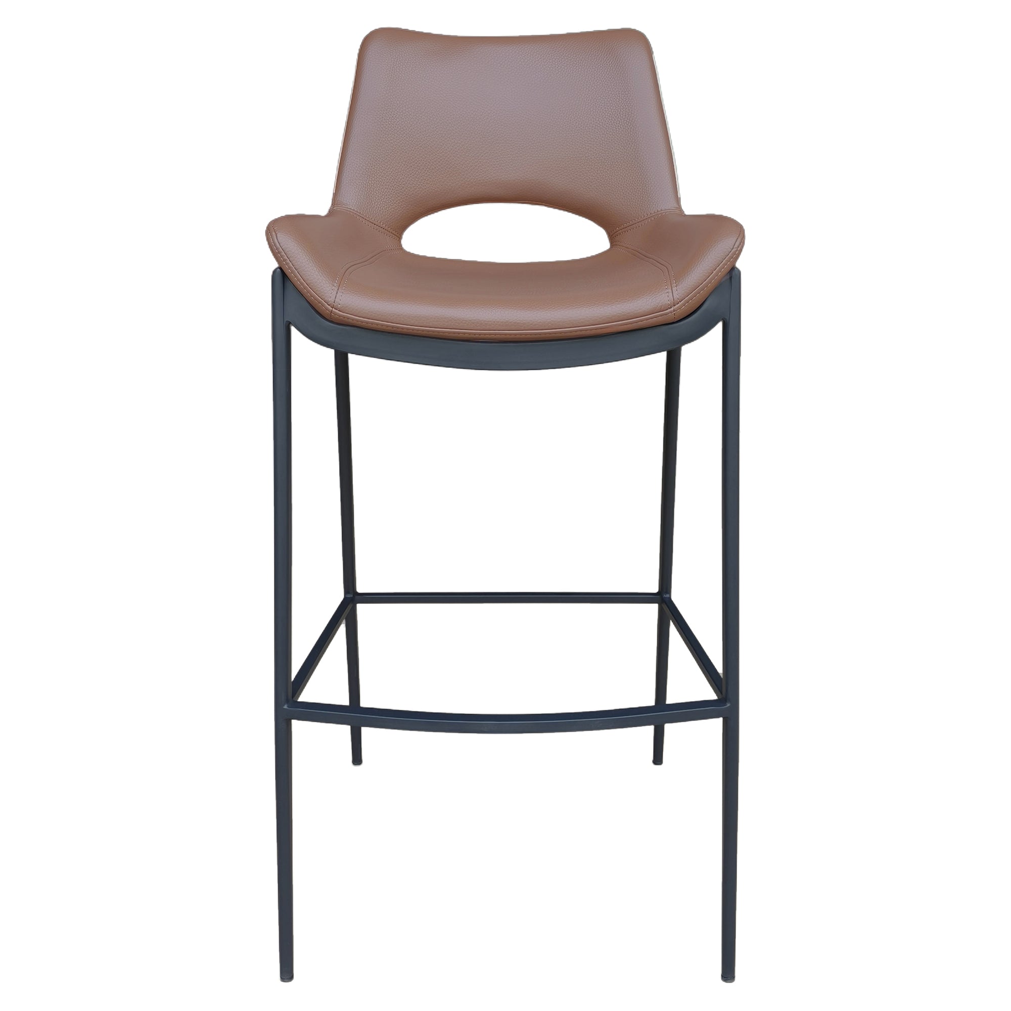 Icona 30" Bar Stool - Black Faux Leather Saddle Seat-DECOROLALA