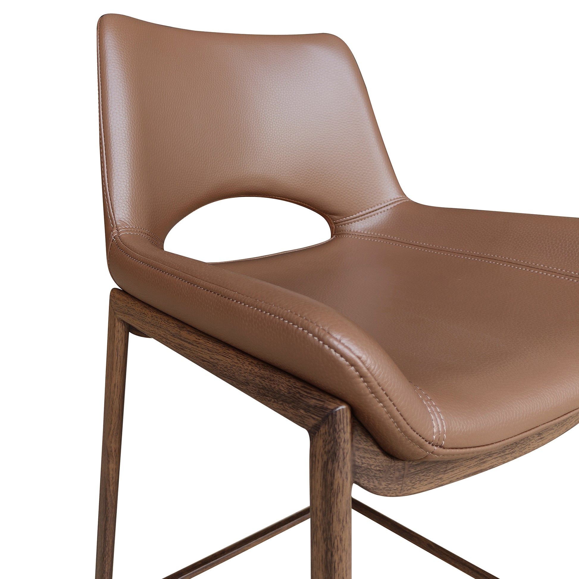 Icona 30" Bar Stool - Walnut Faux Leather & Metal Base-DECOROLALA