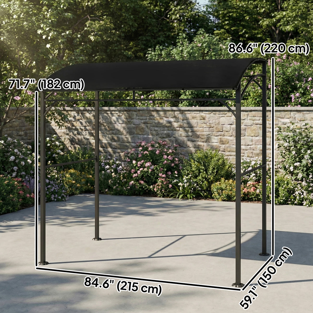 7' x 5' BBQ Grill Gazebo - Black Steel Frame Canopy