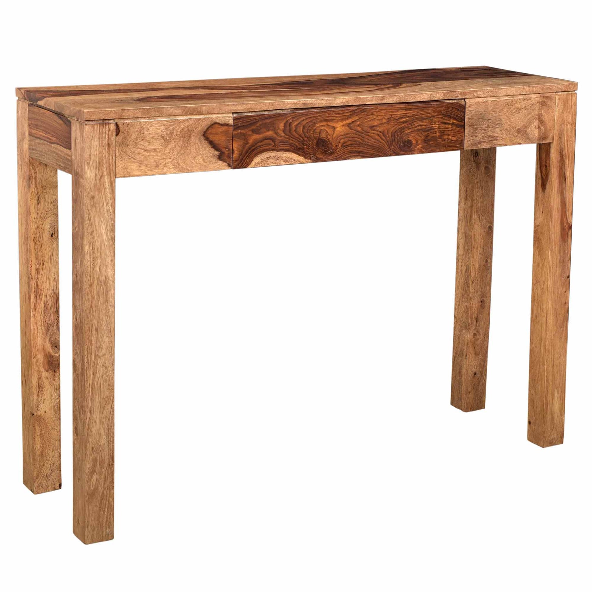 Idris Console Desk - Dark Sheesham Solid Wood 1-Drawer-Console Table-DECOROLALA