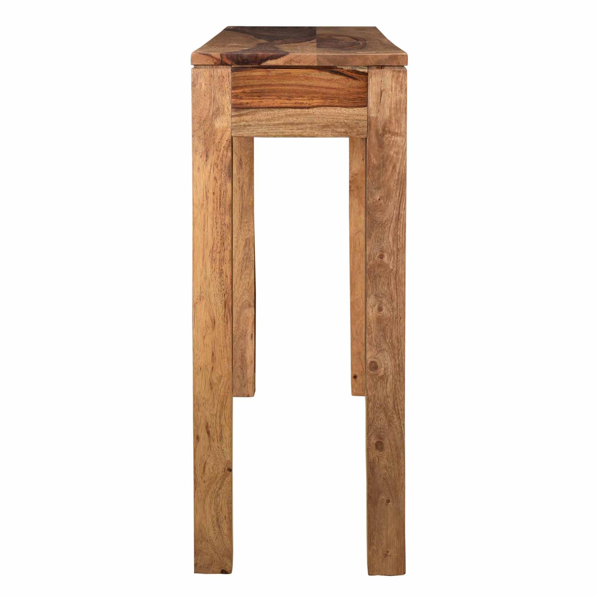 Idris Console Desk - Dark Sheesham Solid Wood 1-Drawer-Console Table-DECOROLALA