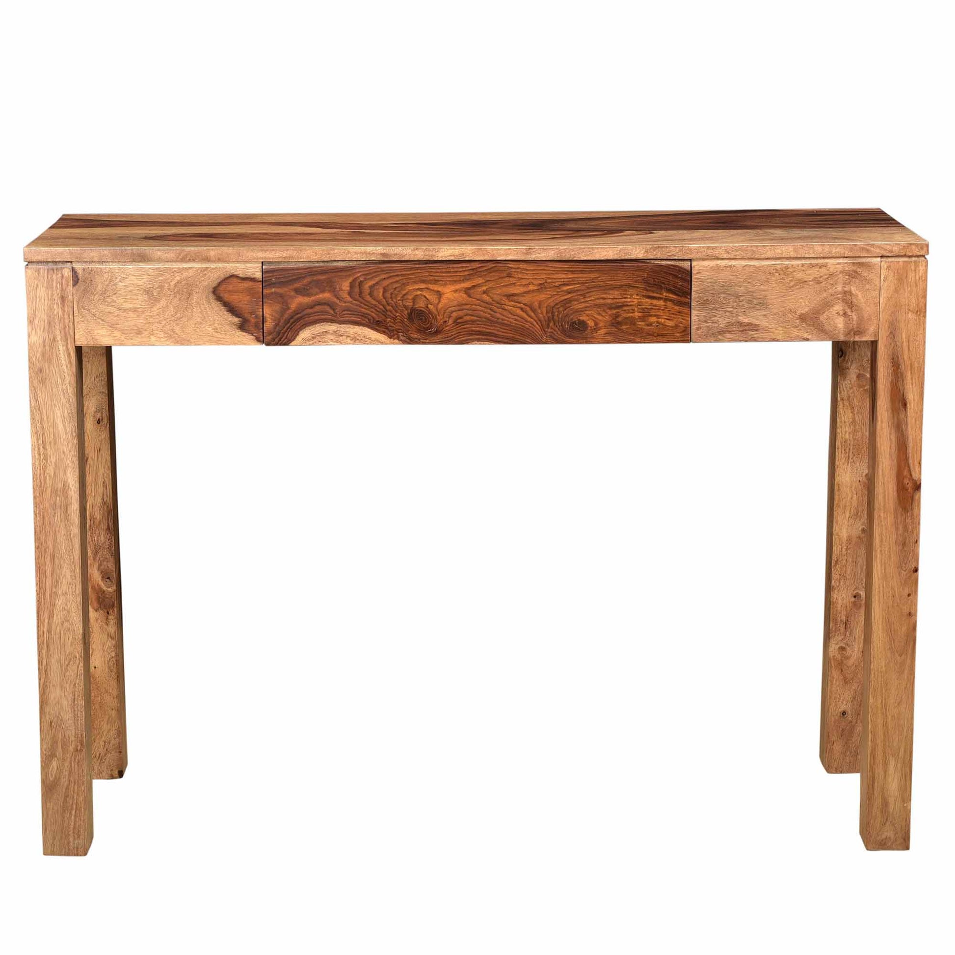 Idris Console Desk - Dark Sheesham Solid Wood 1-Drawer-Console Table-DECOROLALA