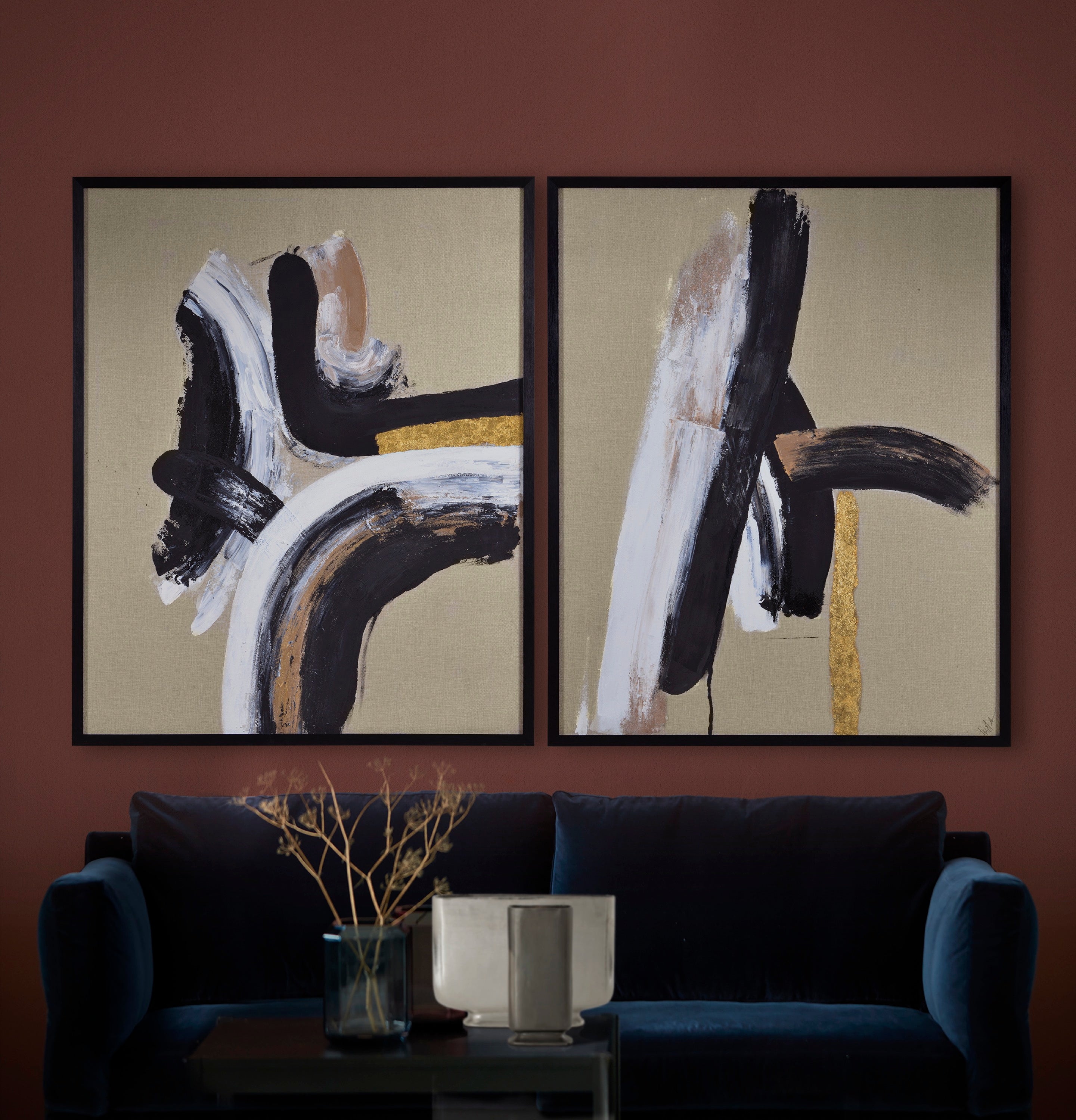 Ilya 40" Wide Canvas Art, Black-Canvas Art-DECOROLALA