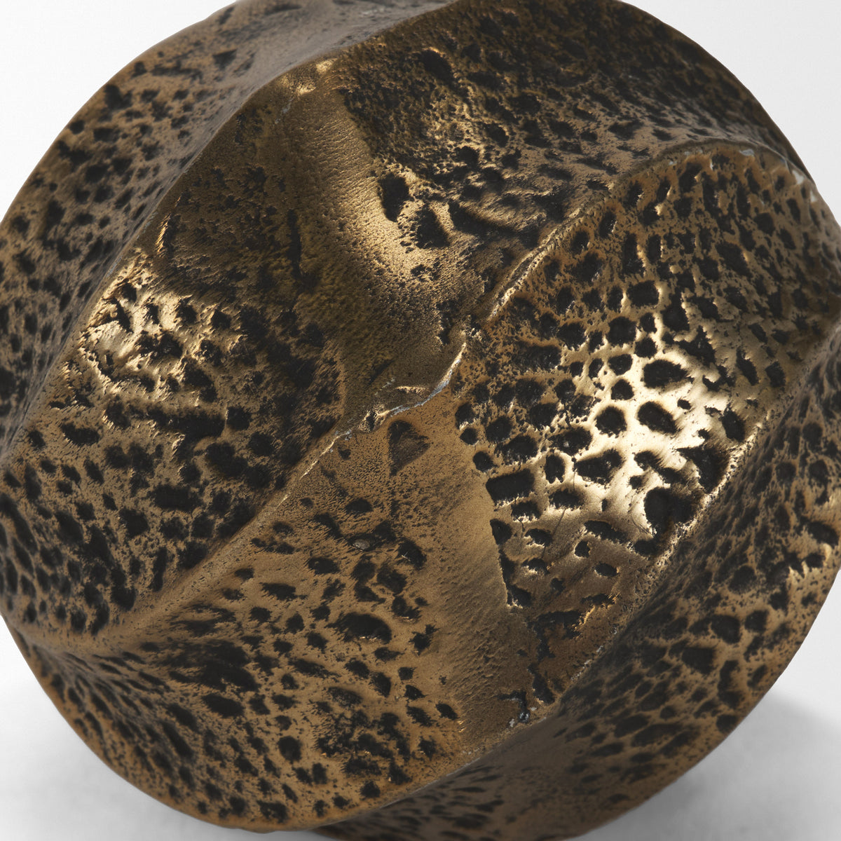 Imani Large Sculptural Textured Antiqued Gold Metal Orb Object-Objects-DECOROLALA