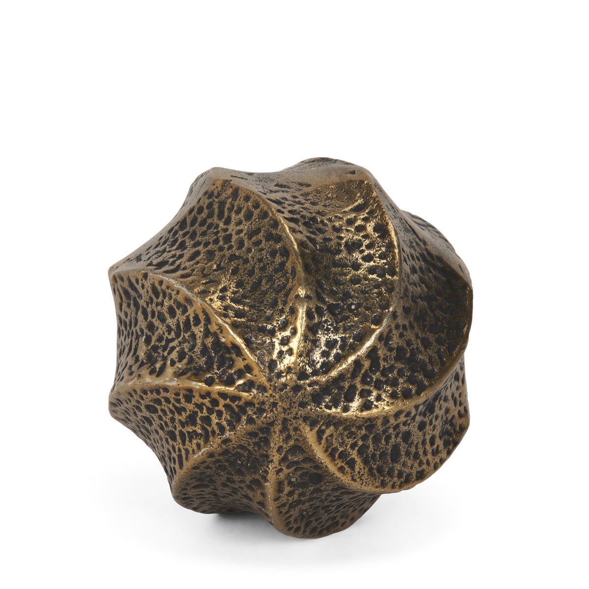 Imani Small Sculptural Textured Antiqued Gold Decorative Orb-Objects-DECOROLALA