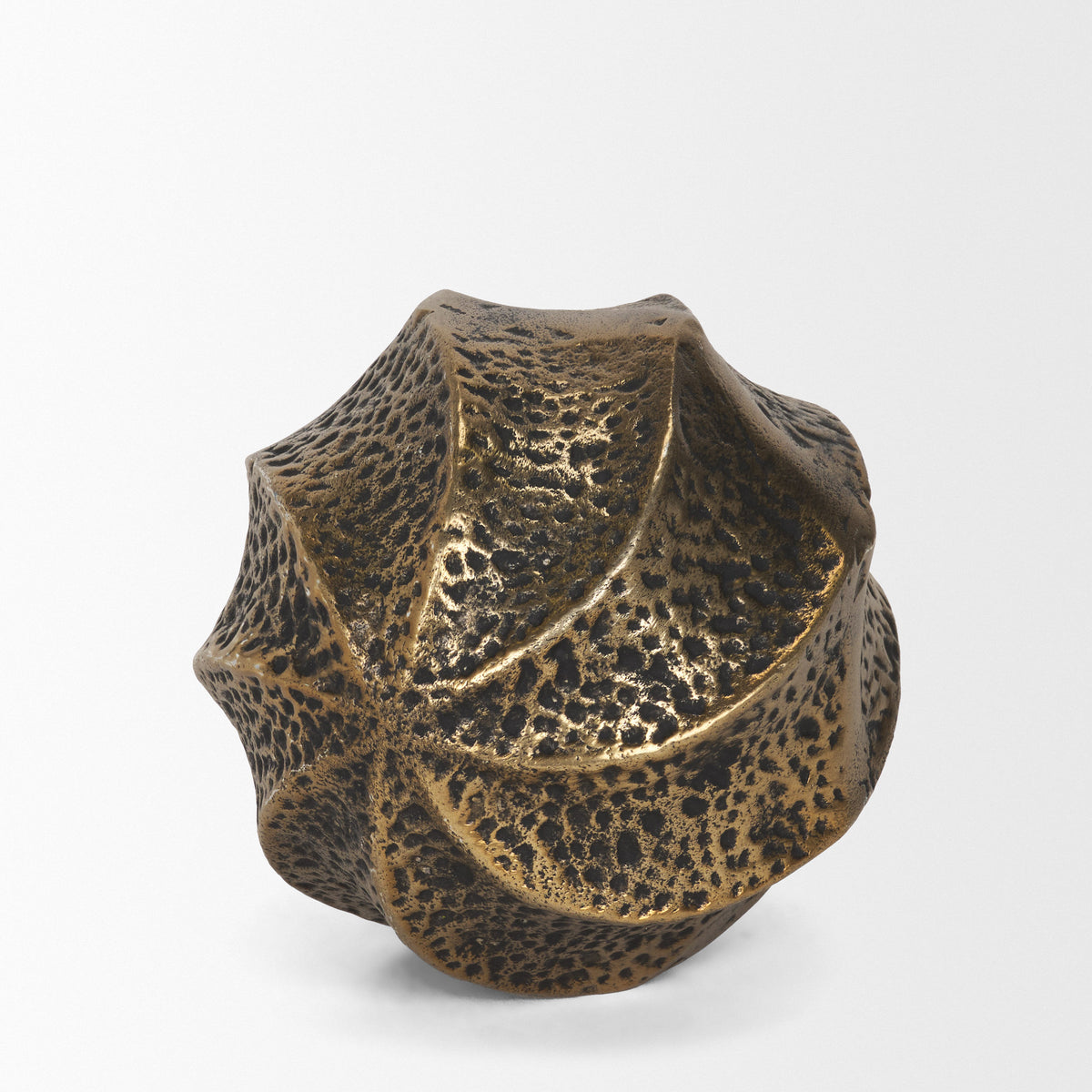 Imani Small Sculptural Textured Antiqued Gold Decorative Orb-Objects-DECOROLALA