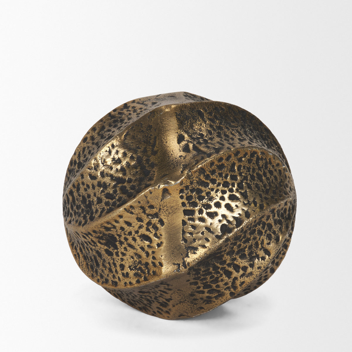 Imani Small Sculptural Textured Antiqued Gold Decorative Orb-Objects-DECOROLALA