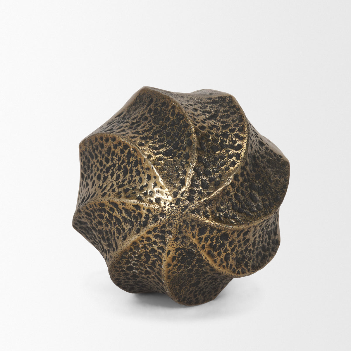 Imani Small Sculptural Textured Antiqued Gold Decorative Orb-Objects-DECOROLALA