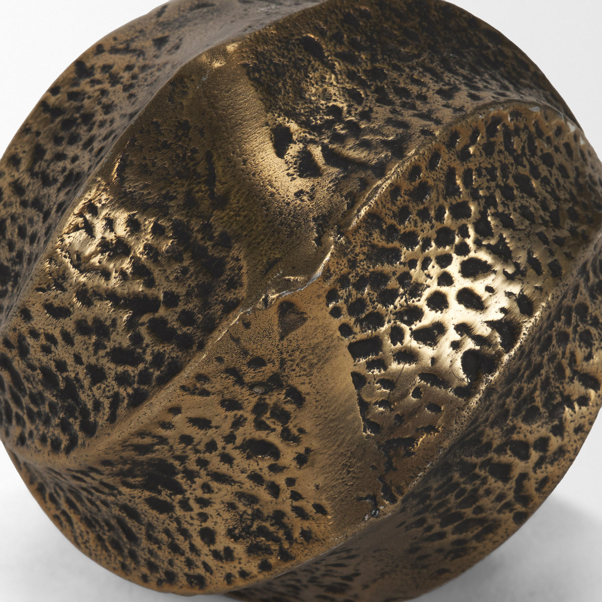 Imani Small Sculptural Textured Antiqued Gold Decorative Orb-Objects-DECOROLALA
