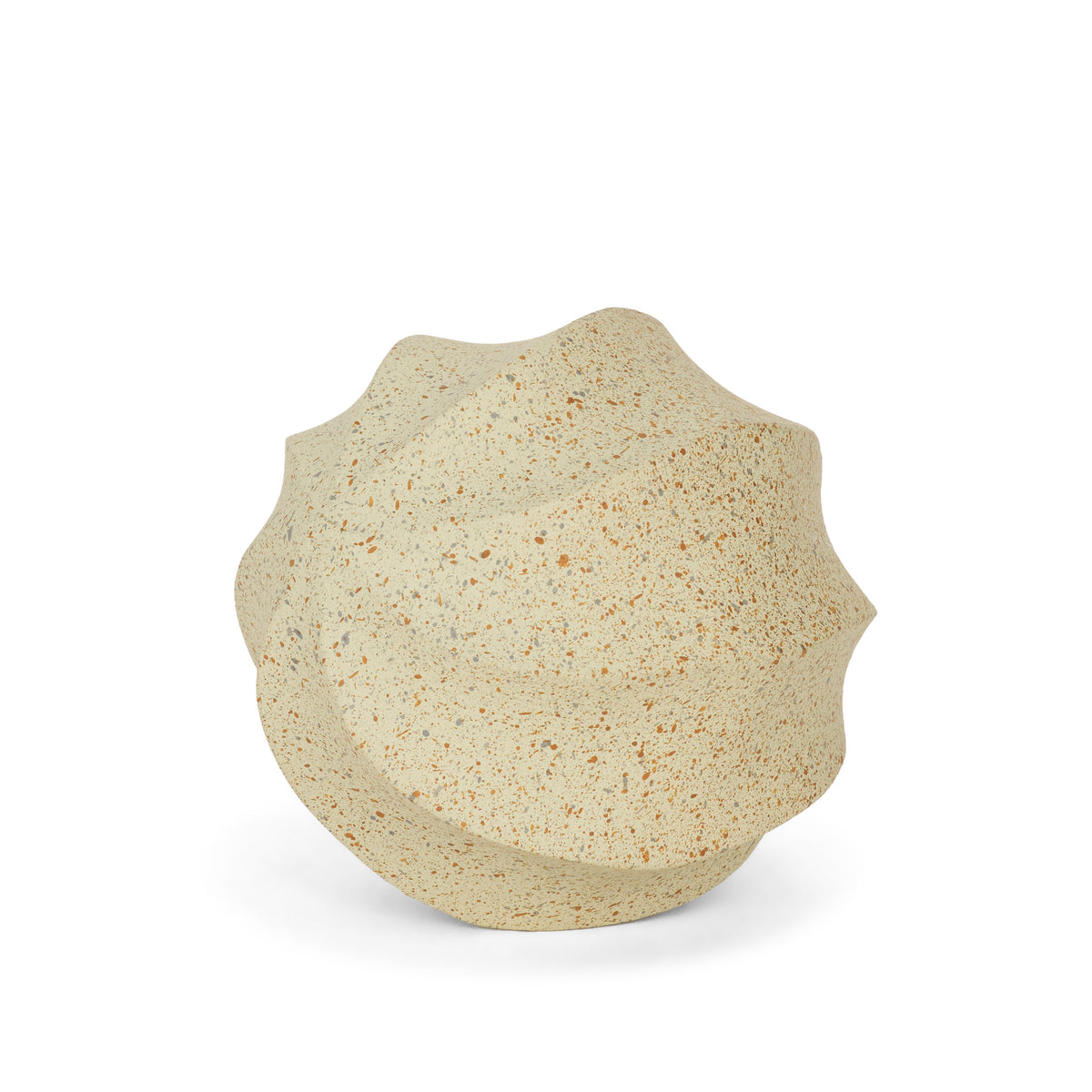 Imani Small Sculptural Textured Beige Metal Decorative Orb-Decorative Objects-DECOROLALA