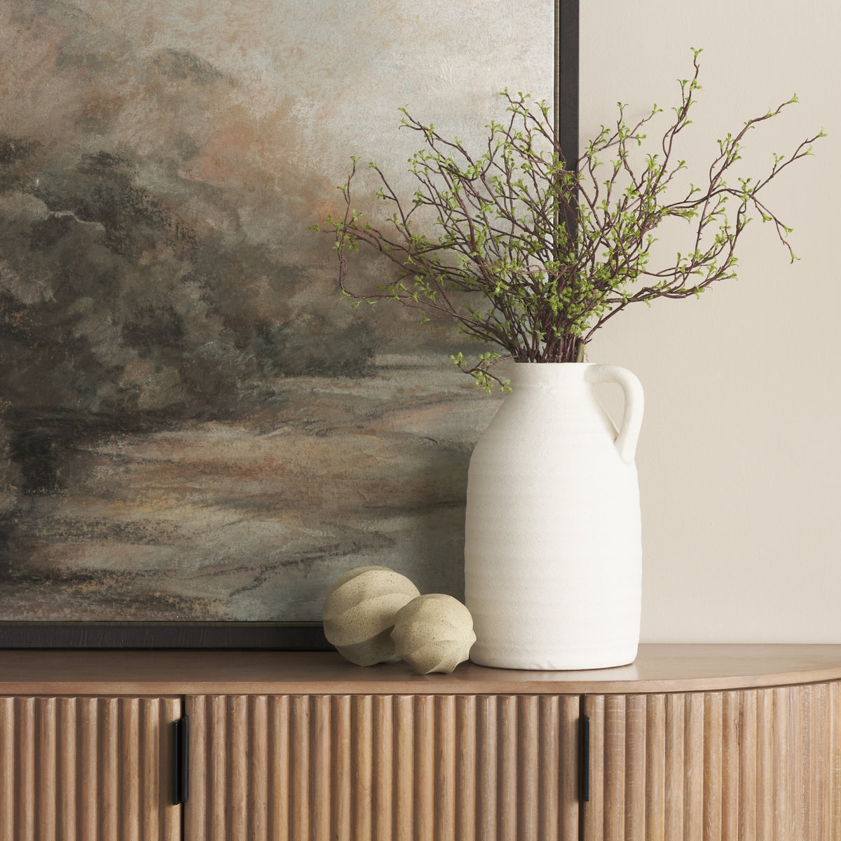 Imani Small Sculptural Textured Beige Metal Decorative Orb Object-Objects-DECOROLALA