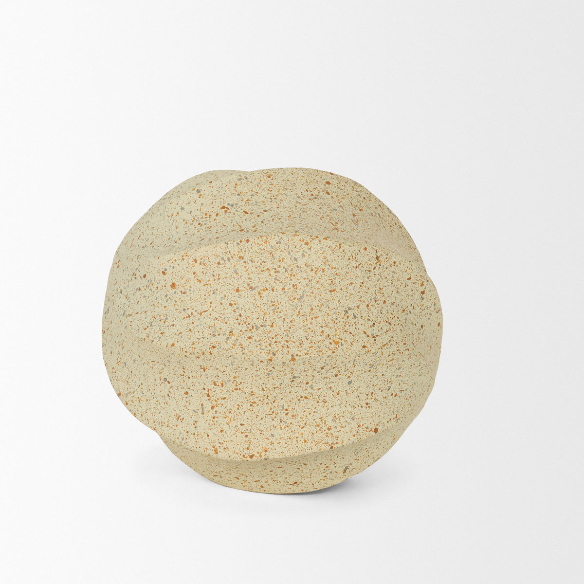 Imani Small Sculptural Textured Beige Metal Decorative Orb-Objects-DECOROLALA