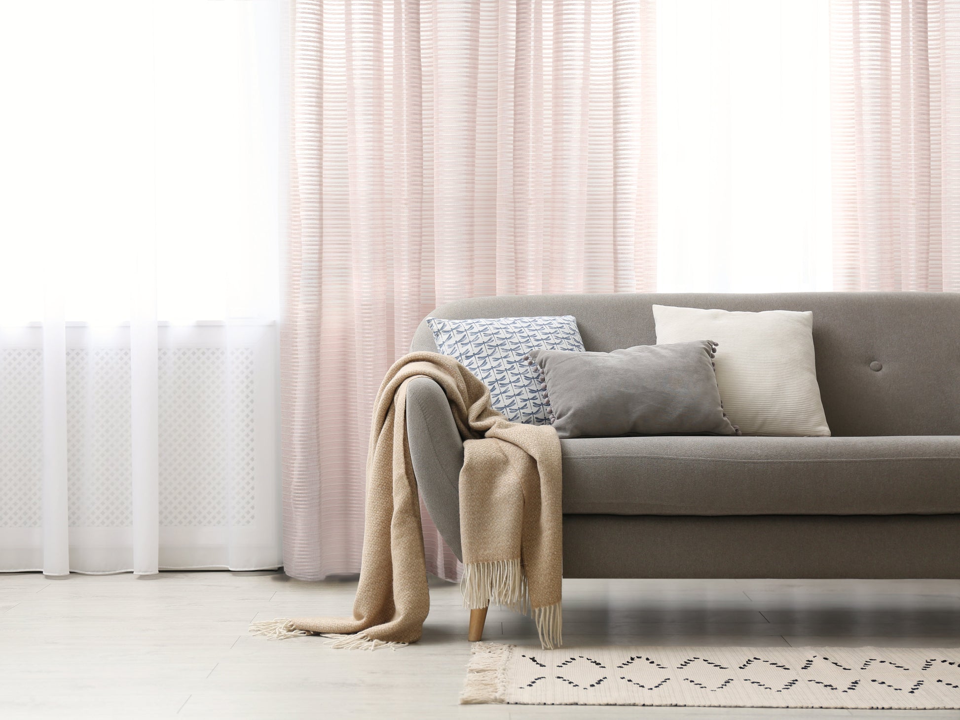 Imola Striped Jacquard Sheer Grommet Curtain-Curtains-DECOROLALA