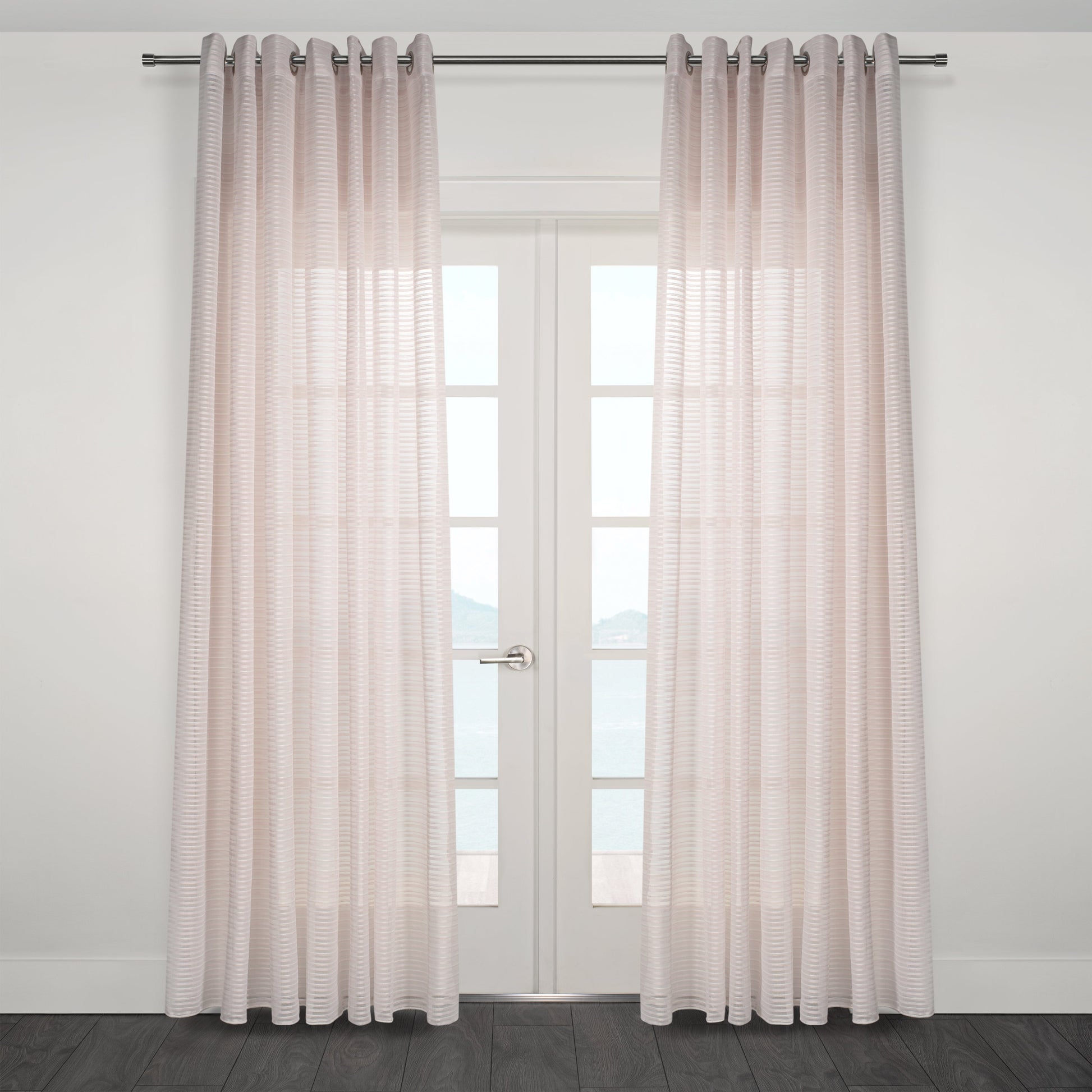 Imola Striped Jacquard Sheer Grommet Curtain-Curtains-DECOROLALA