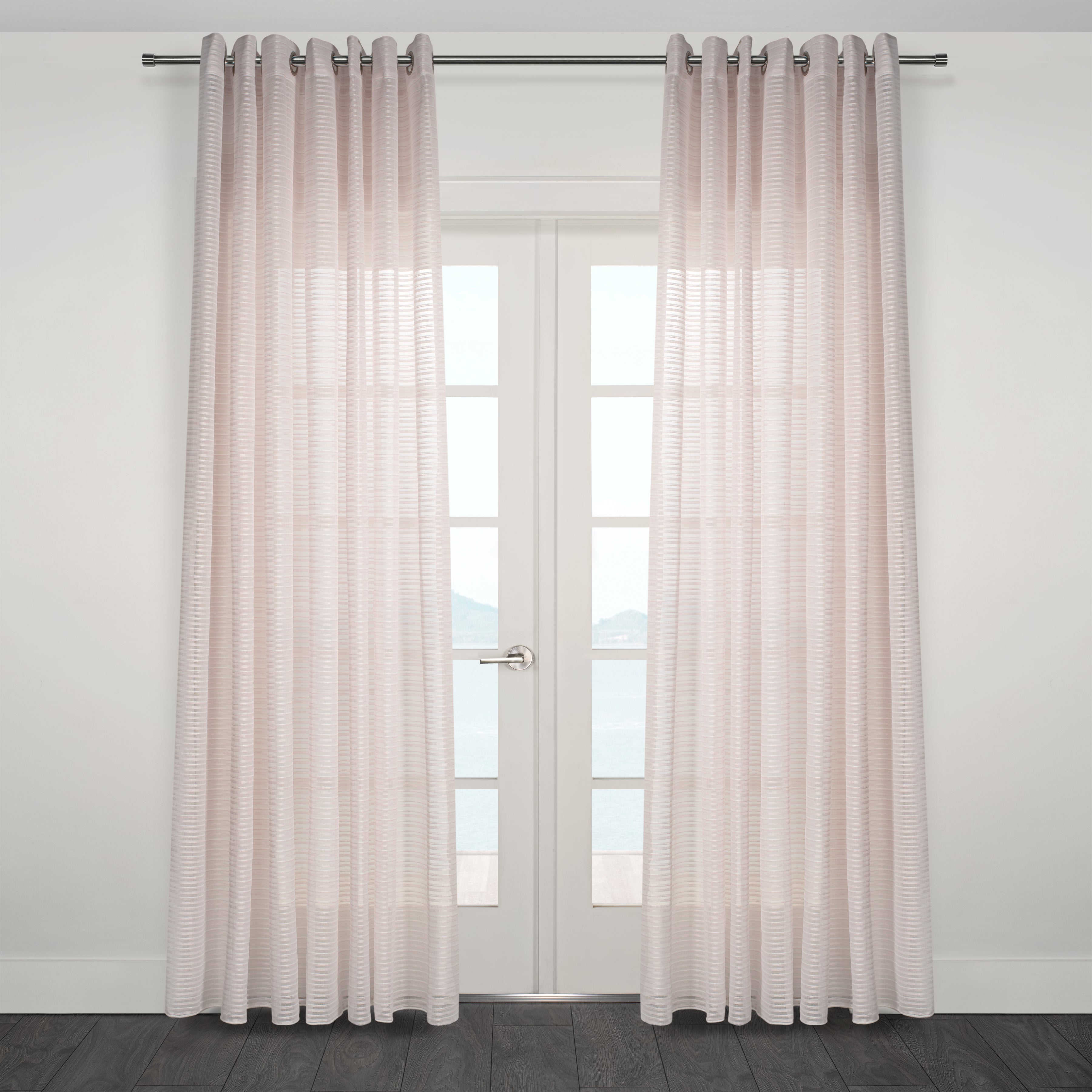 Imola Striped Jacquard Sheer Grommet Curtain-Curtains-DECOROLALA