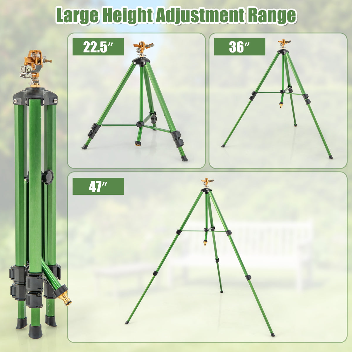 Impact Sprinkler on Tripod Base Set of 2 with 360 Degree Rotation-L-Watering & Irrigation-DECOROLALA