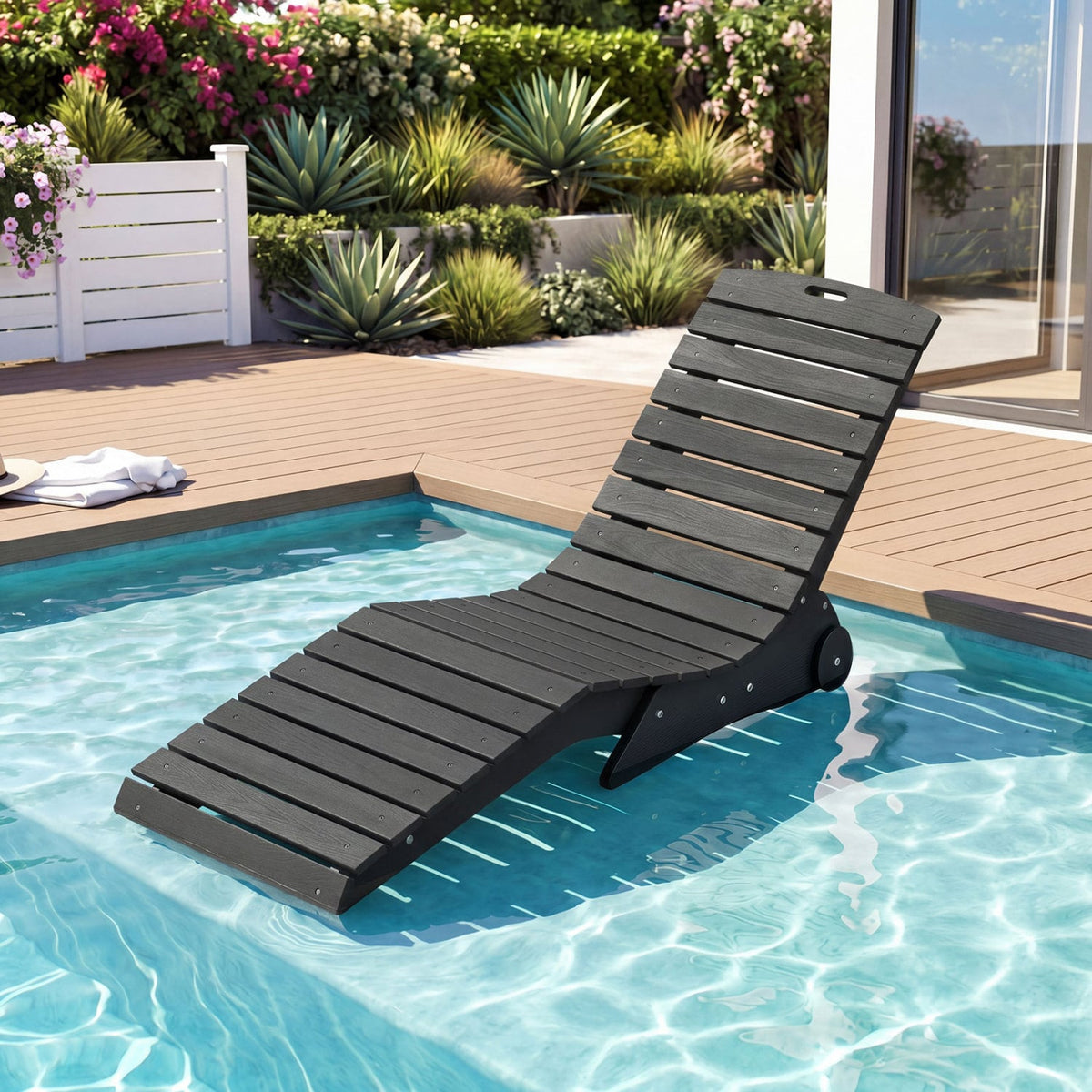 In-Pool Lounge Chair with Weighted Anti-Floating Design 450 LBS for Baja Shelf-Dark Gray-Outdoor Chaise Lounges-DECOROLALA