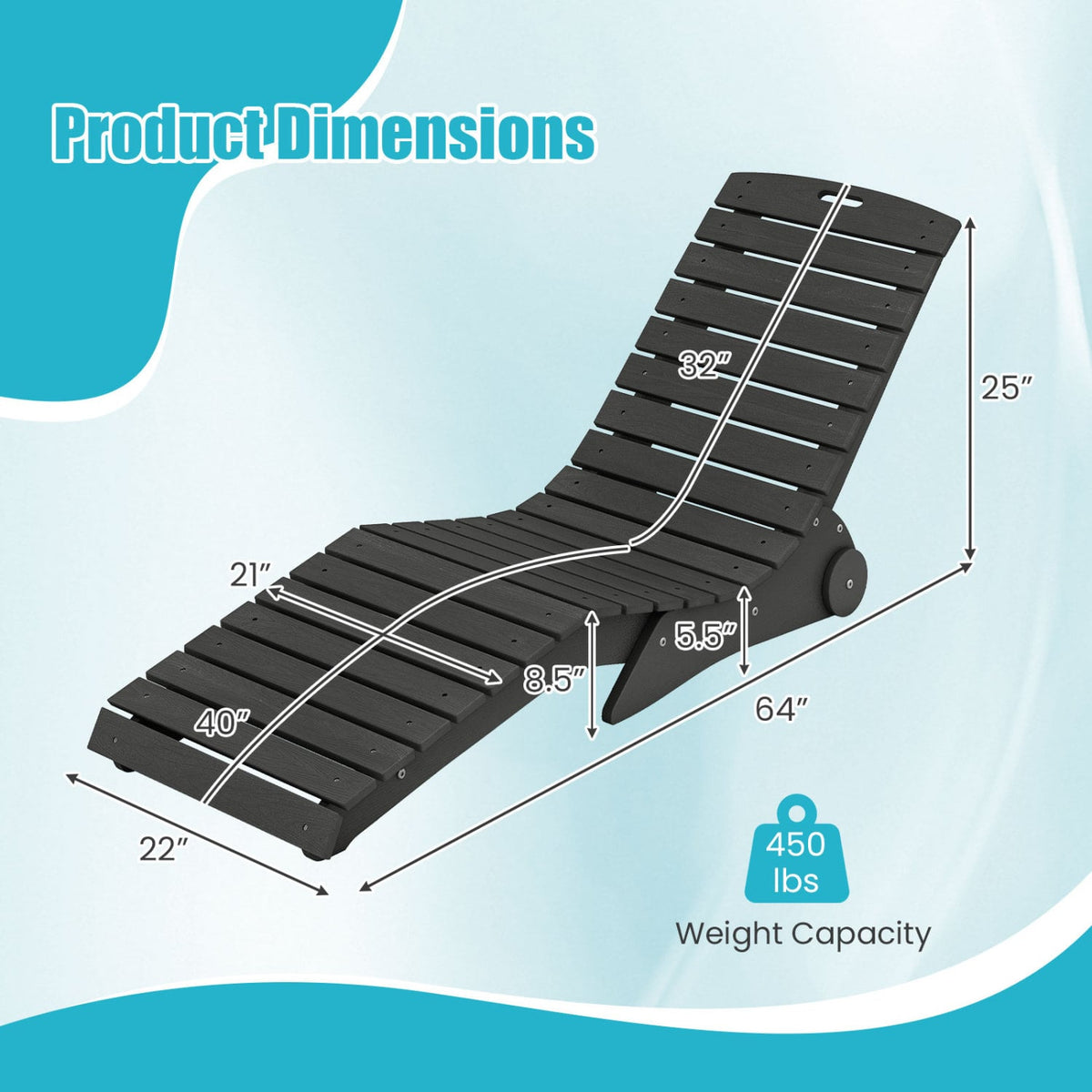 In-Pool Lounge Chair with Weighted Anti-Floating Design 450 LBS for Baja Shelf-Dark Gray-Outdoor Chaise Lounges-DECOROLALA