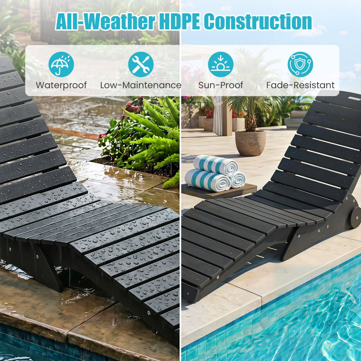 In-Pool Lounge Chair with Weighted Anti-Floating Design 450 LBS for Baja Shelf-Dark Gray-Outdoor Chaise Lounges-DECOROLALA