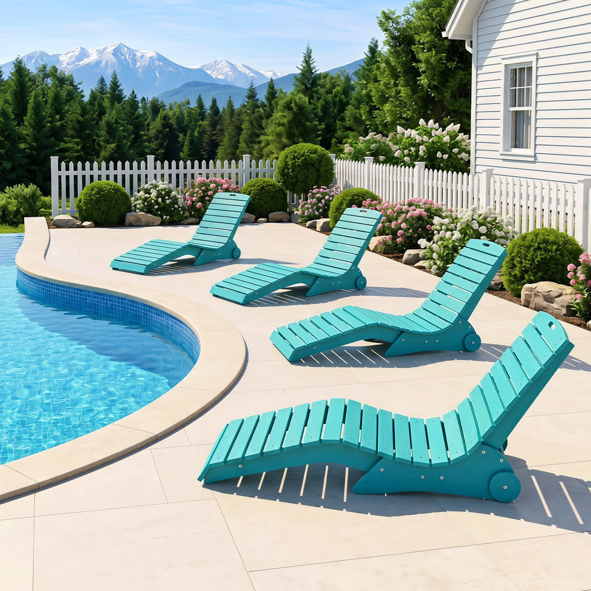 In-Pool Lounge Chair with Weighted Anti-Floating Design 450 LBS for Baja Shelf-Turquoise-Outdoor Chaise Lounges-DECOROLALA