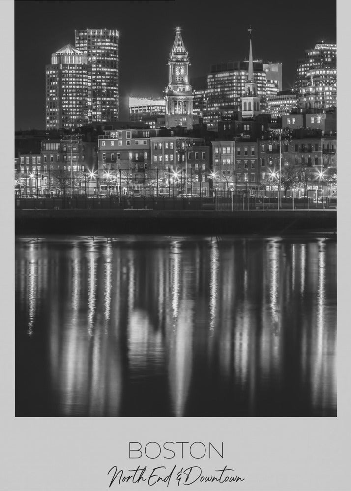 In focus: BOSTON Evening Skyline of North End-Canvas Print-DECOROLALA
