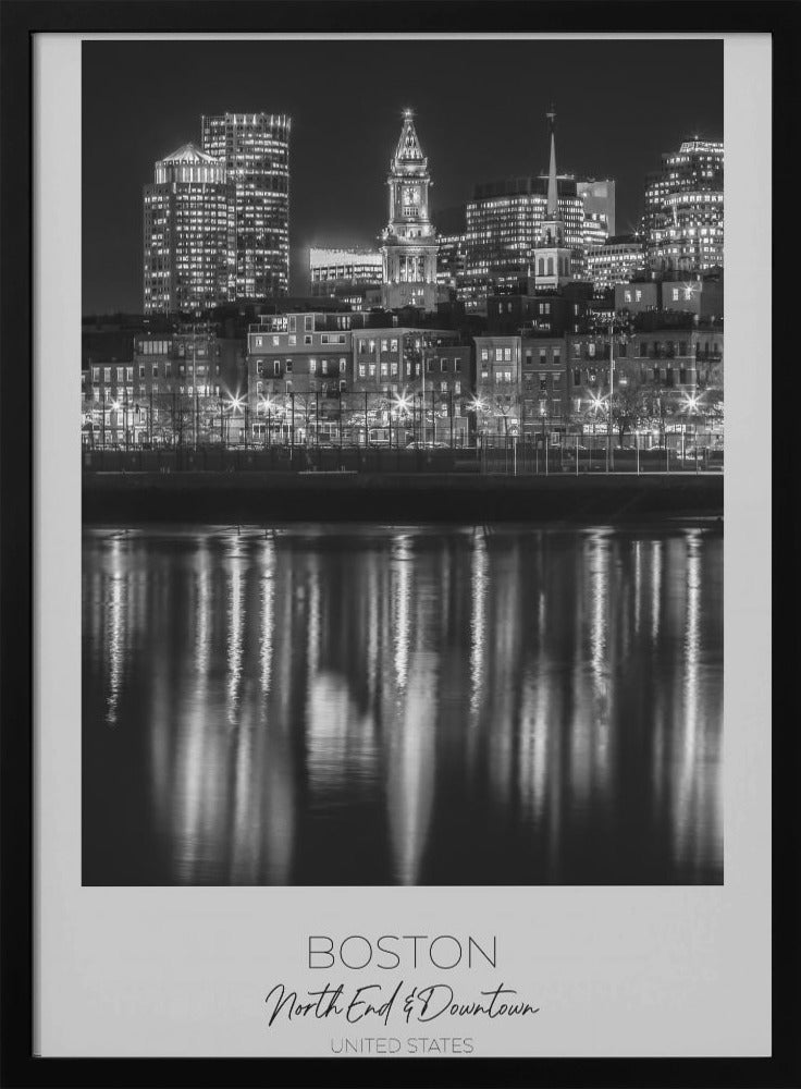 In focus: BOSTON Evening Skyline of North End-Canvas Print-DECOROLALA