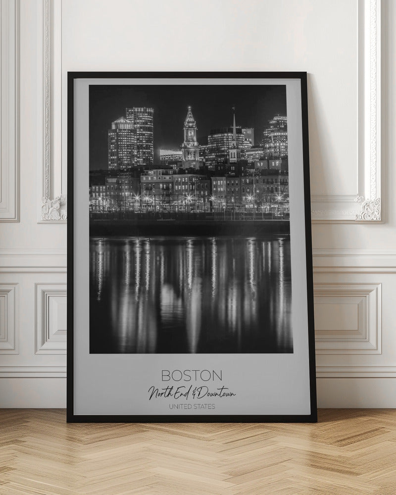 In focus: BOSTON Evening Skyline of North End-Canvas Print-DECOROLALA