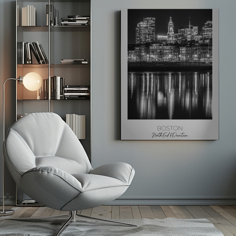 In focus: BOSTON Evening Skyline of North End-Canvas Print-DECOROLALA