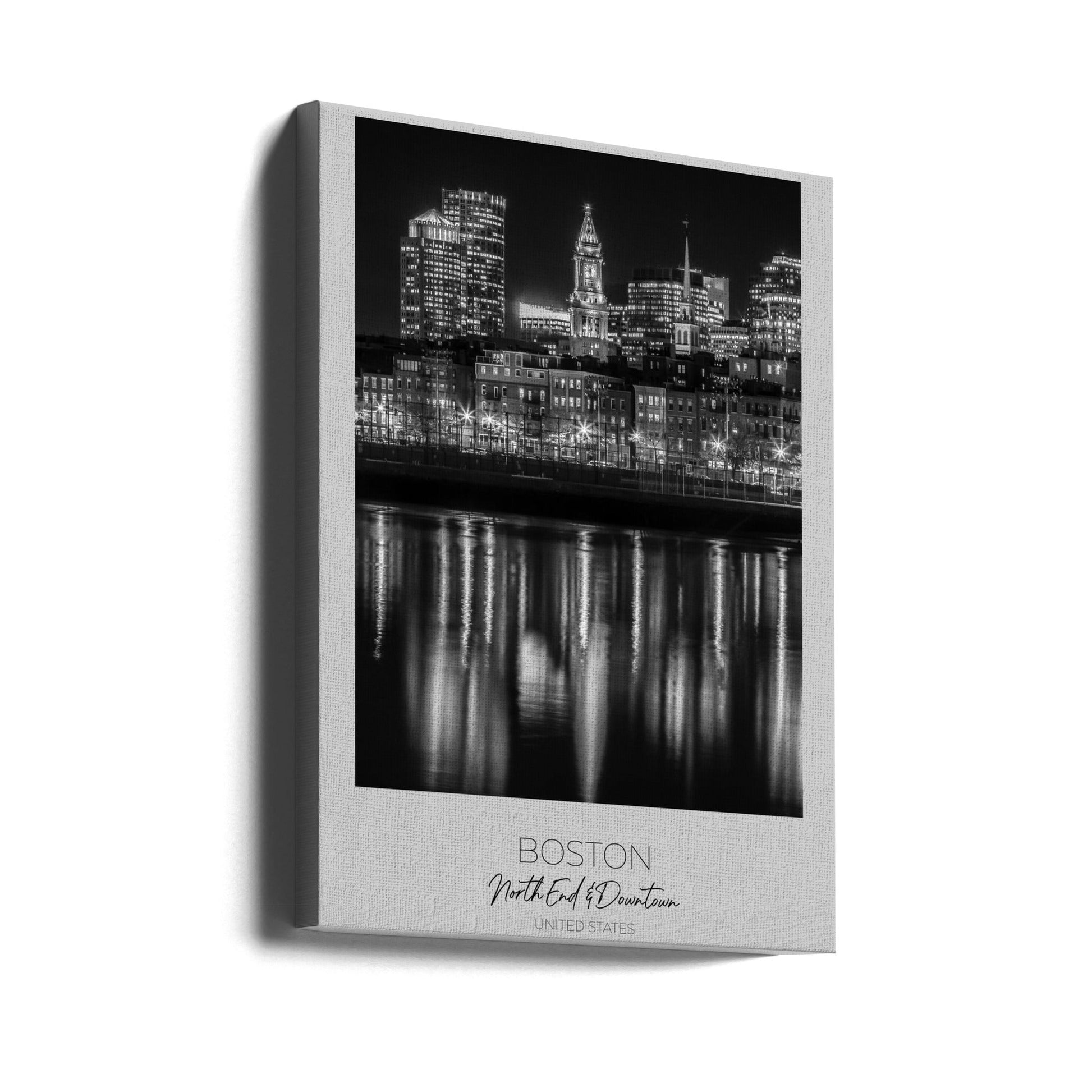 In focus: BOSTON Evening Skyline of North End-Canvas Print-DECOROLALA