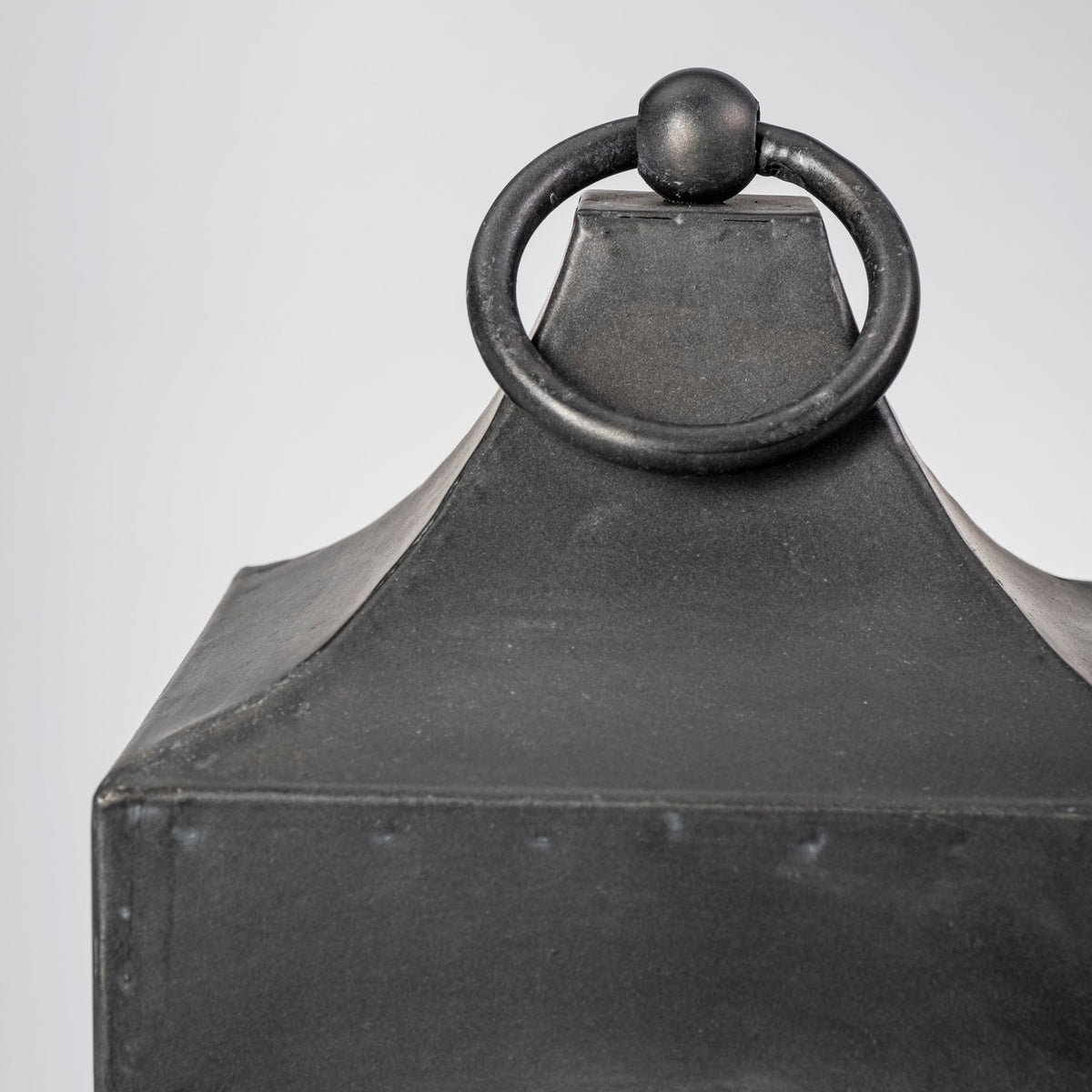 Ina Short Charcoal Metal Candle Holder Lantern-Lanterns-DECOROLALA