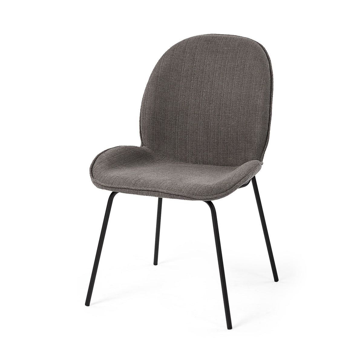 Inala Curved Back Dining Side Chair | Grey Fabric w/ Metal-Dining Chairs-DECOROLALA