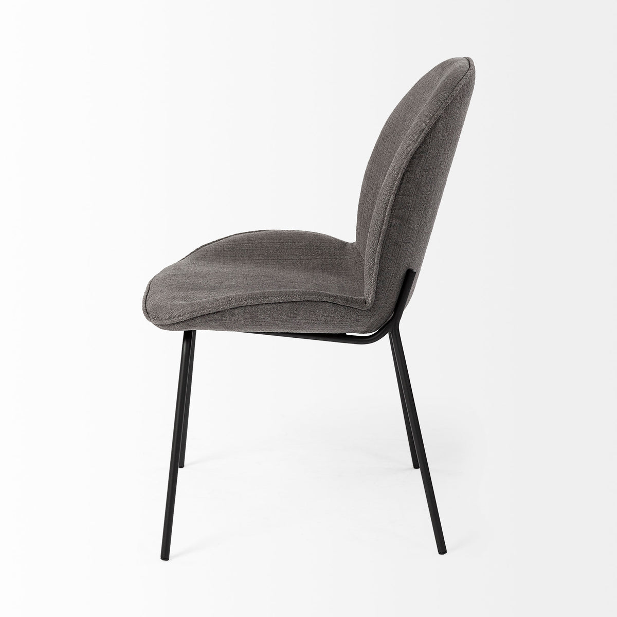 Inala Curved Back Dining Side Chair | Grey Fabric w/ Metal-Dining Chairs-DECOROLALA