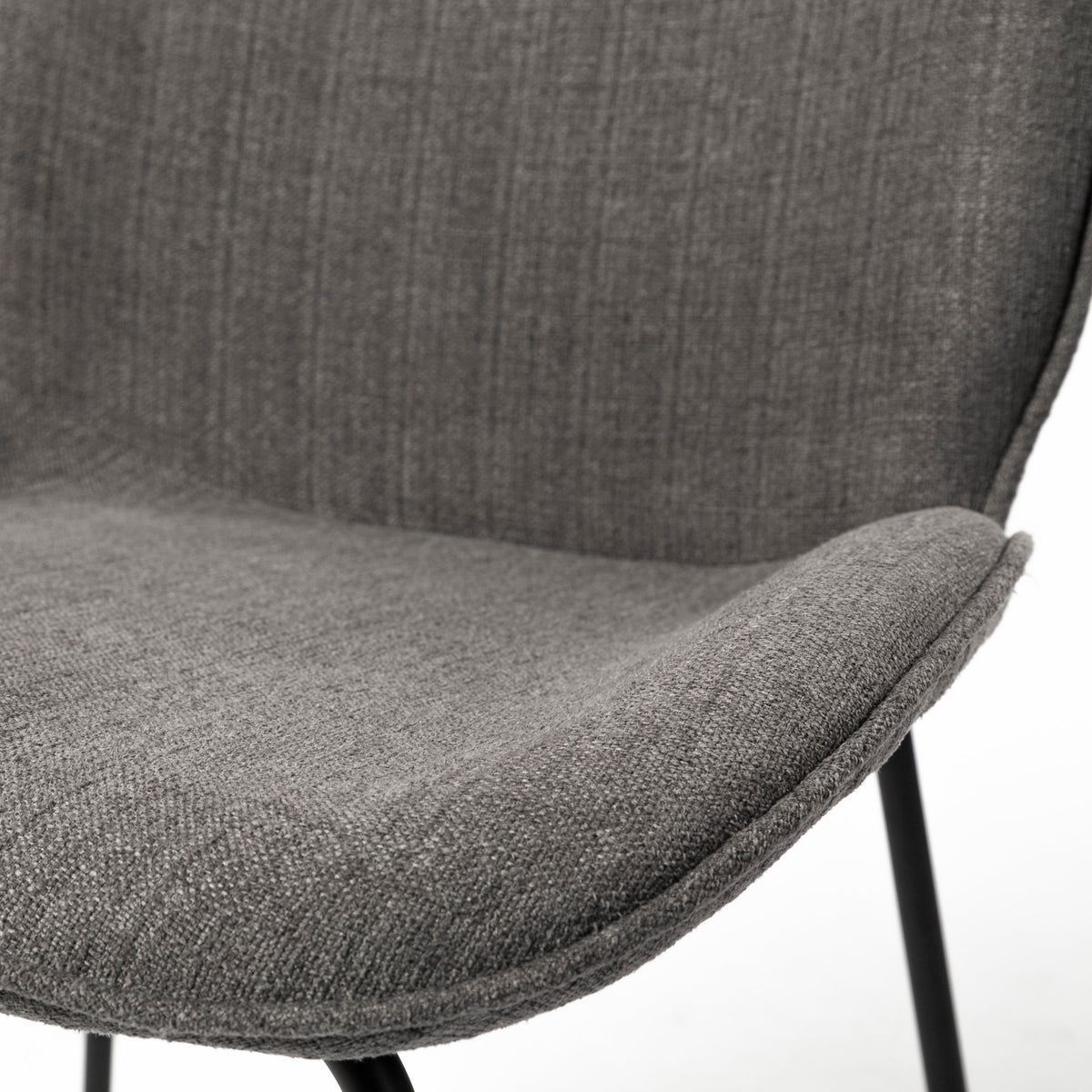 Inala Curved Back Dining Side Chair | Grey Fabric w/ Metal-Dining Chairs-DECOROLALA