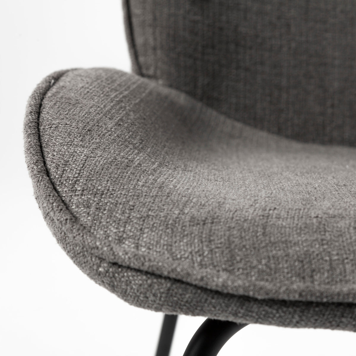 Inala Curved Back Dining Side Chair | Grey Fabric w/ Metal-Dining Chairs-DECOROLALA