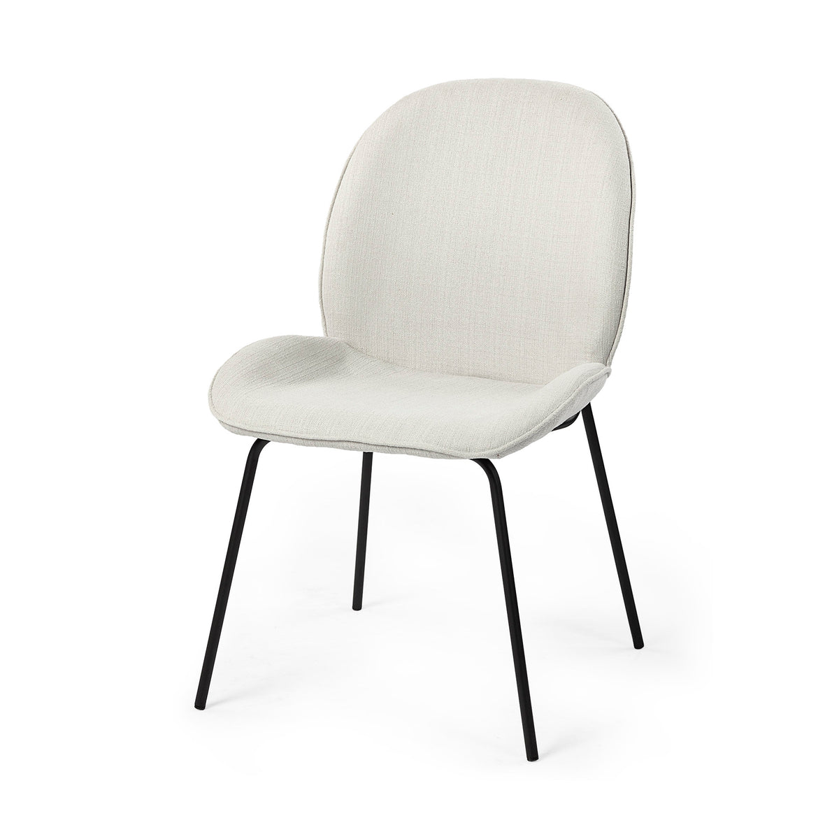 Inala Curved Back Dining Side Chair | White Fabric w/ Black Metal-Dining Chairs-DECOROLALA