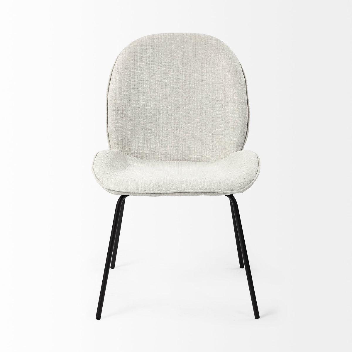 Inala Curved Back Dining Side Chair | White Fabric w/ Black Metal-Dining Chairs-DECOROLALA