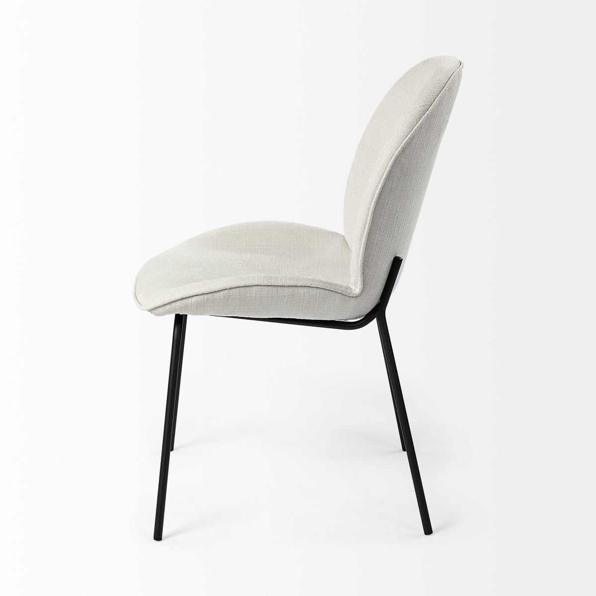 Inala Curved Back Dining Side Chair | White Fabric w/ Black Metal-Dining Chairs-DECOROLALA