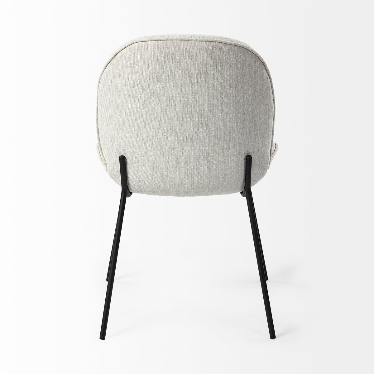 Inala Curved Back Dining Side Chair | White Fabric w/ Black Metal-Dining Chairs-DECOROLALA