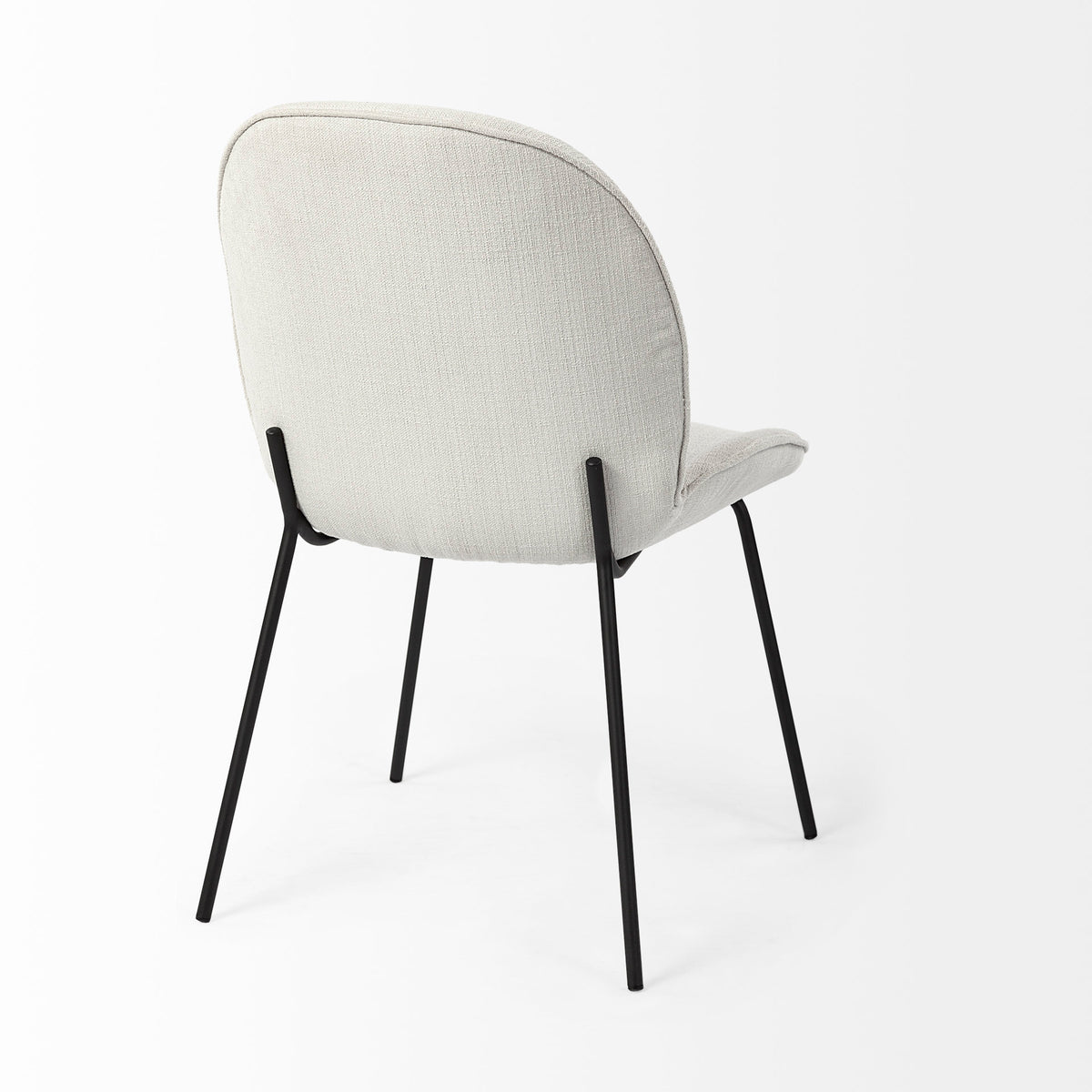 Inala Curved Back Dining Side Chair | White Fabric w/ Black Metal-Dining Chairs-DECOROLALA