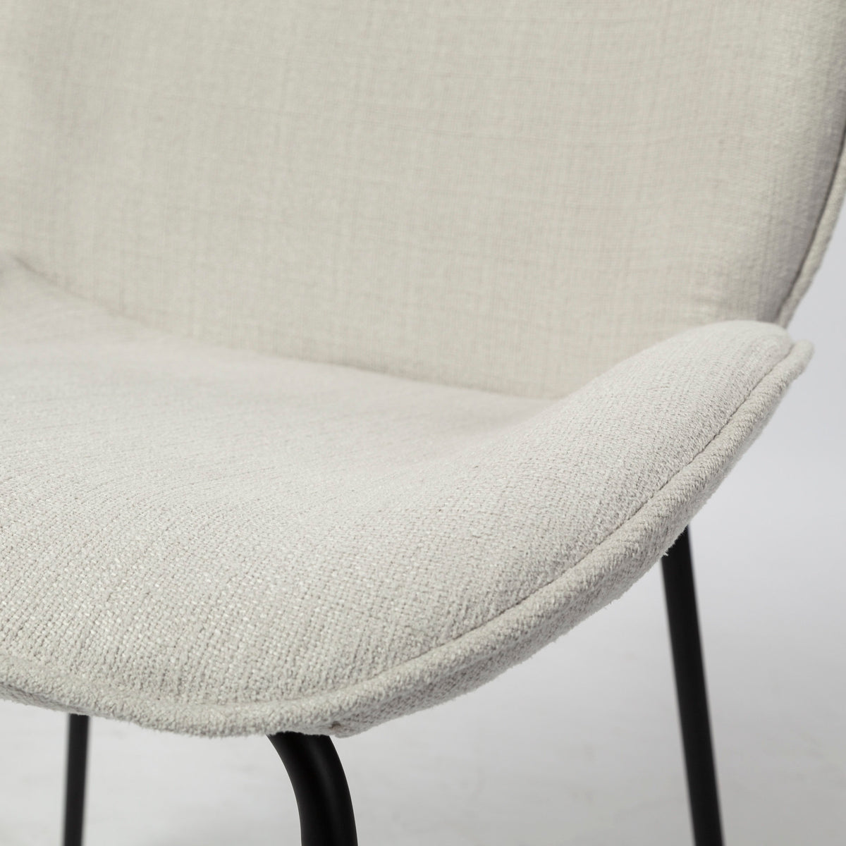 Inala Curved Back Dining Side Chair | White Fabric w/ Black Metal-Dining Chairs-DECOROLALA