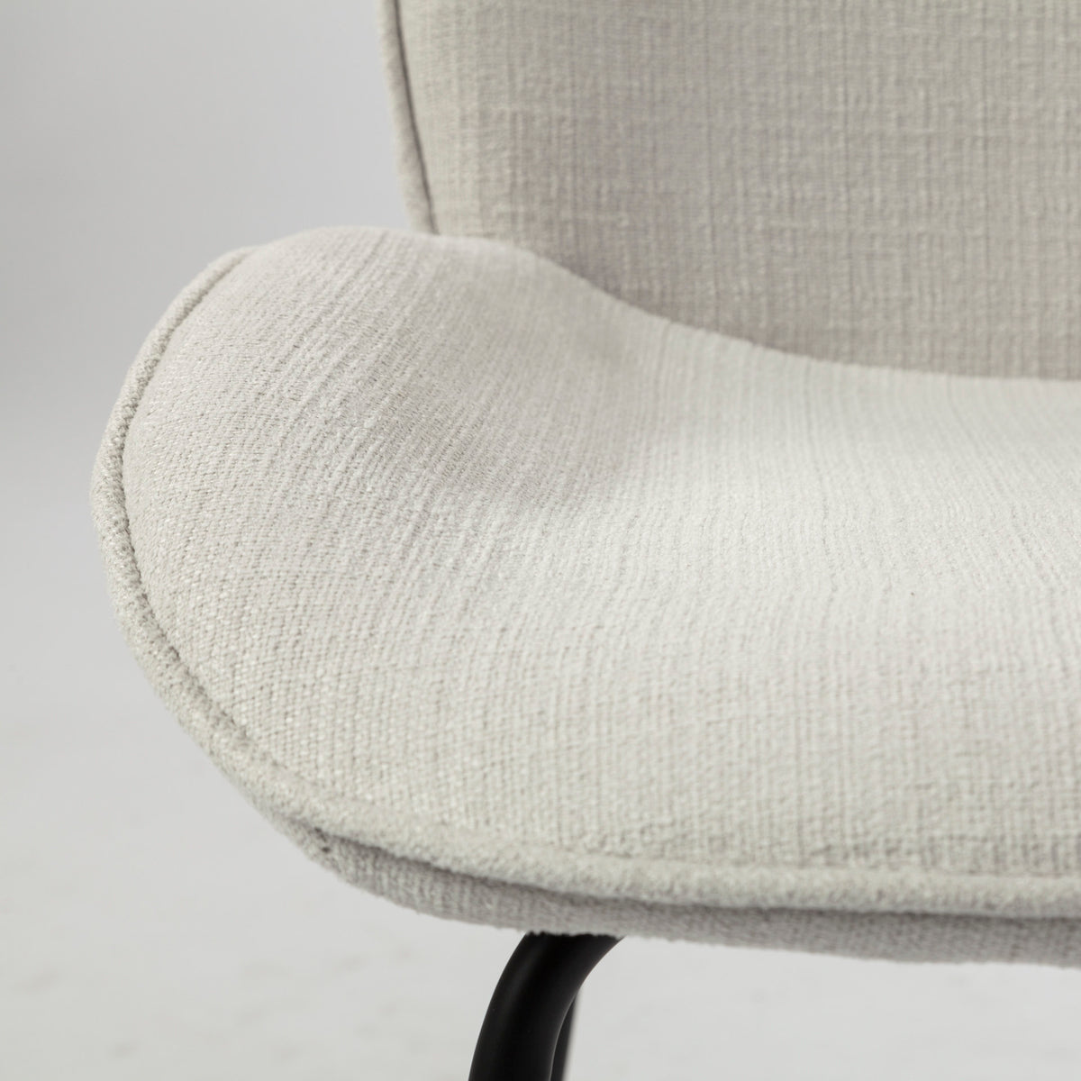 Inala Curved Back Dining Side Chair | White Fabric w/ Black Metal-Dining Chairs-DECOROLALA