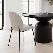 Inala Curved Back Dining Side Chair | White Fabric w/ Black Metal-Dining Chairs-DECOROLALA