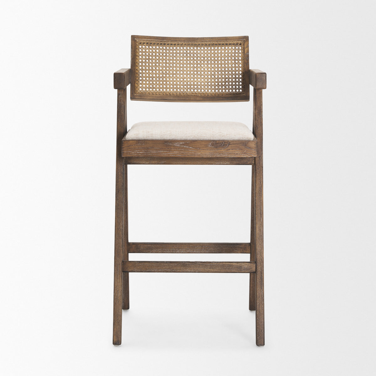 Indie Medium Brown Wood w/ Cane Bar Stool-Bar Stools-DECOROLALA