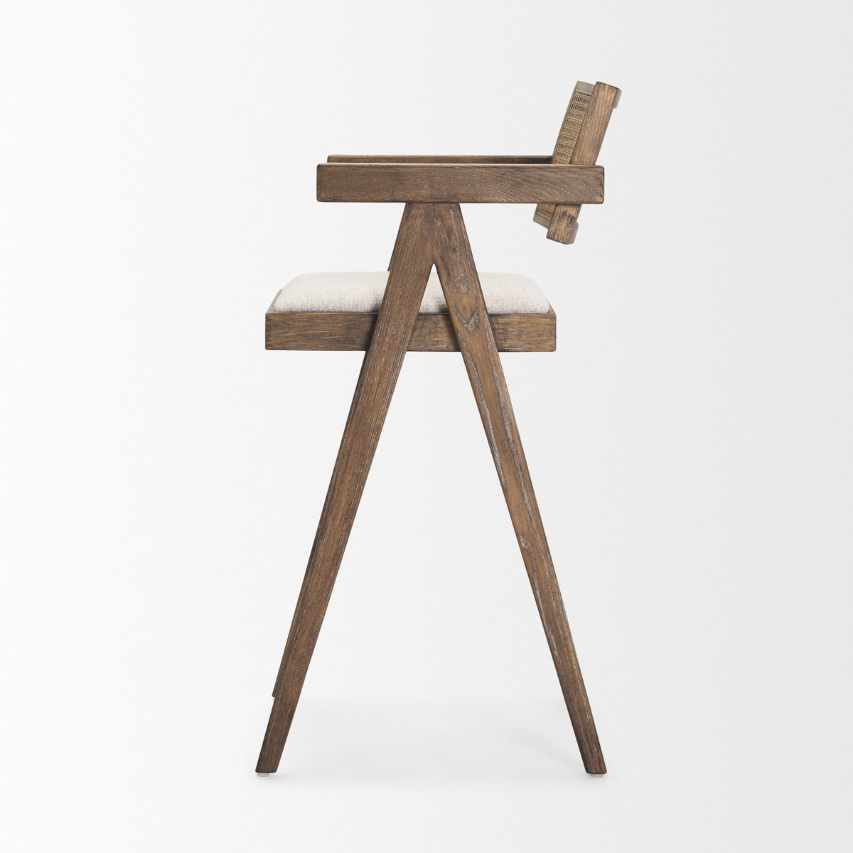 Indie Medium Brown Wood w/ Cane Bar Stool-Bar Stools-DECOROLALA